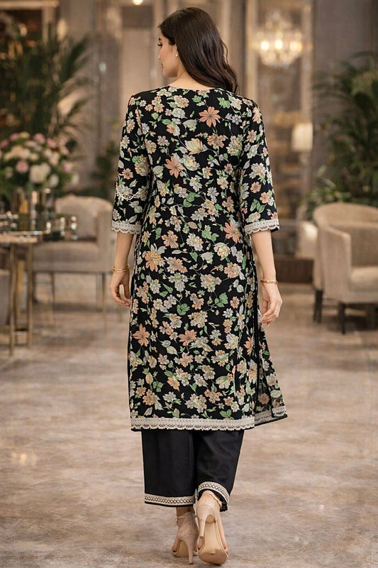 Noir Bloom Cotton Kurta Set