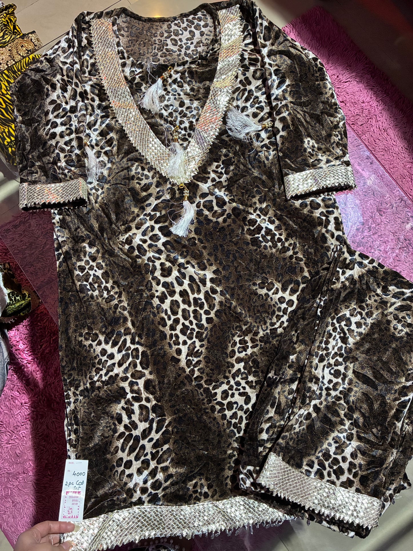 Leopard Luxe Velvet Kurta Set