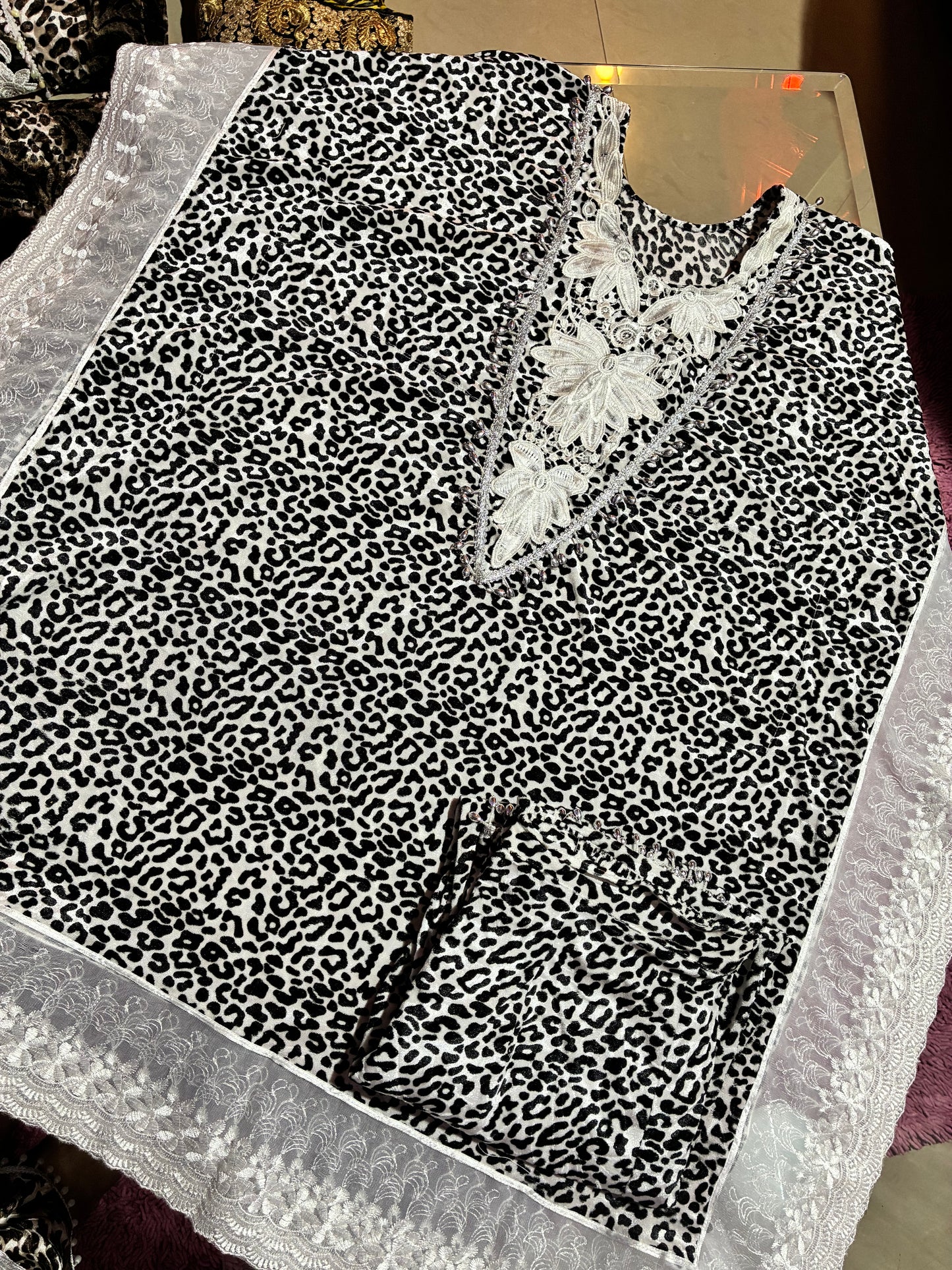 Verdant Noir Safari Kaftan Ensemble