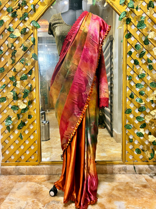 Opal Prism Ready-to-Wear Luxe Satin Saree