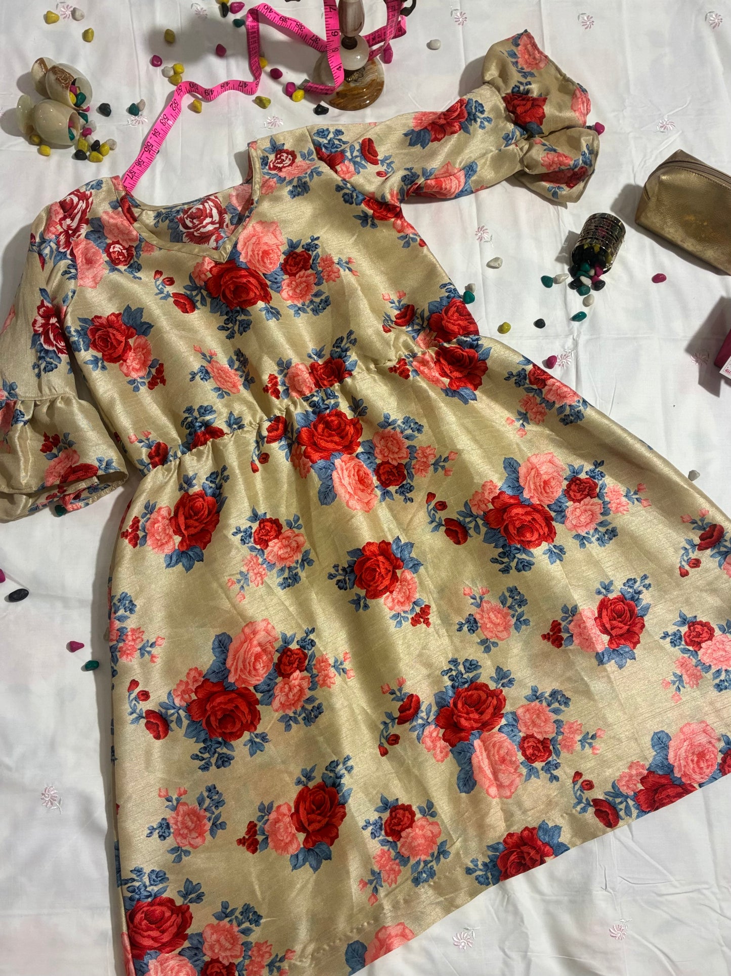 Vintage Rose Garden Silk Dress