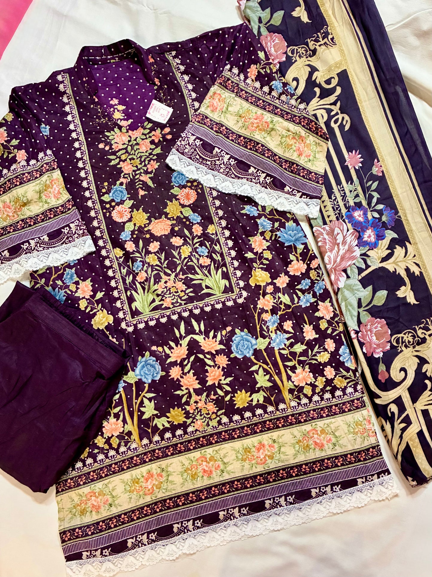 Mahira Plum Garden | Lawn Cotton Pakistani Suit Set