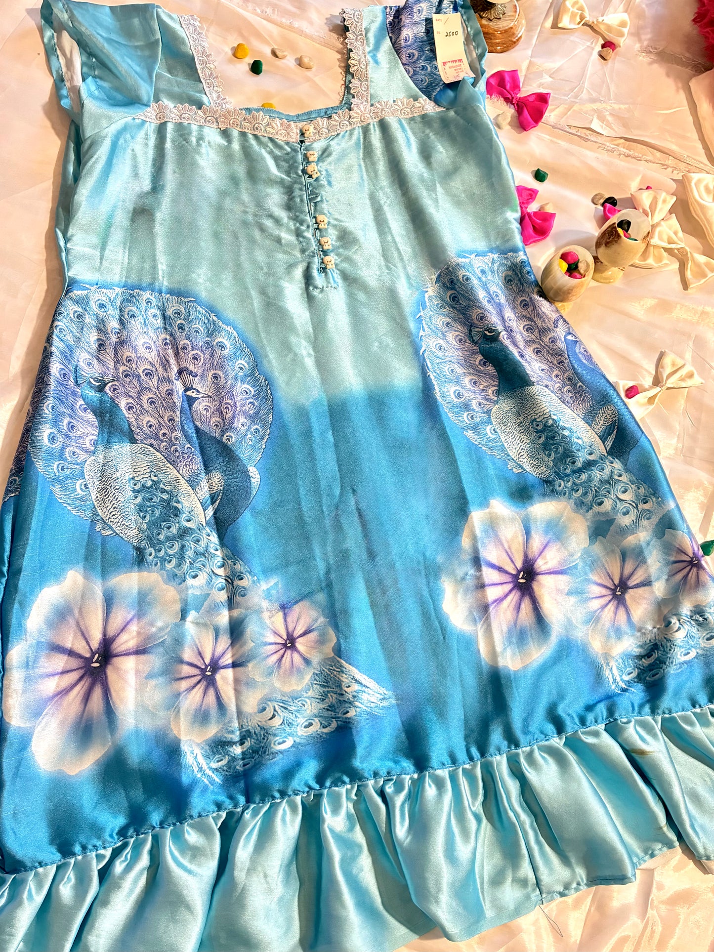 Azure Paradise Satin Dress
