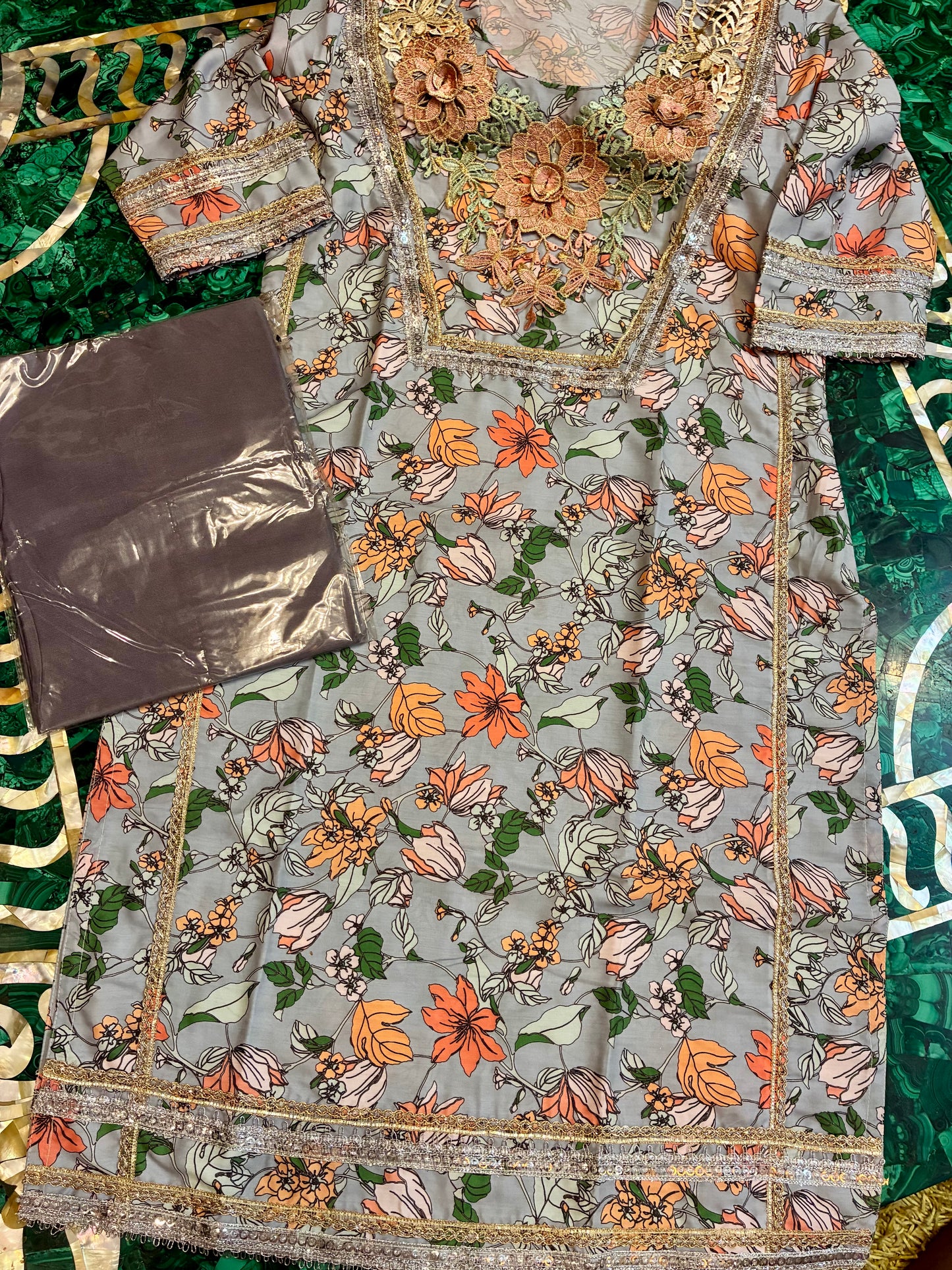 Blue Meadow Cotton Kurta Set