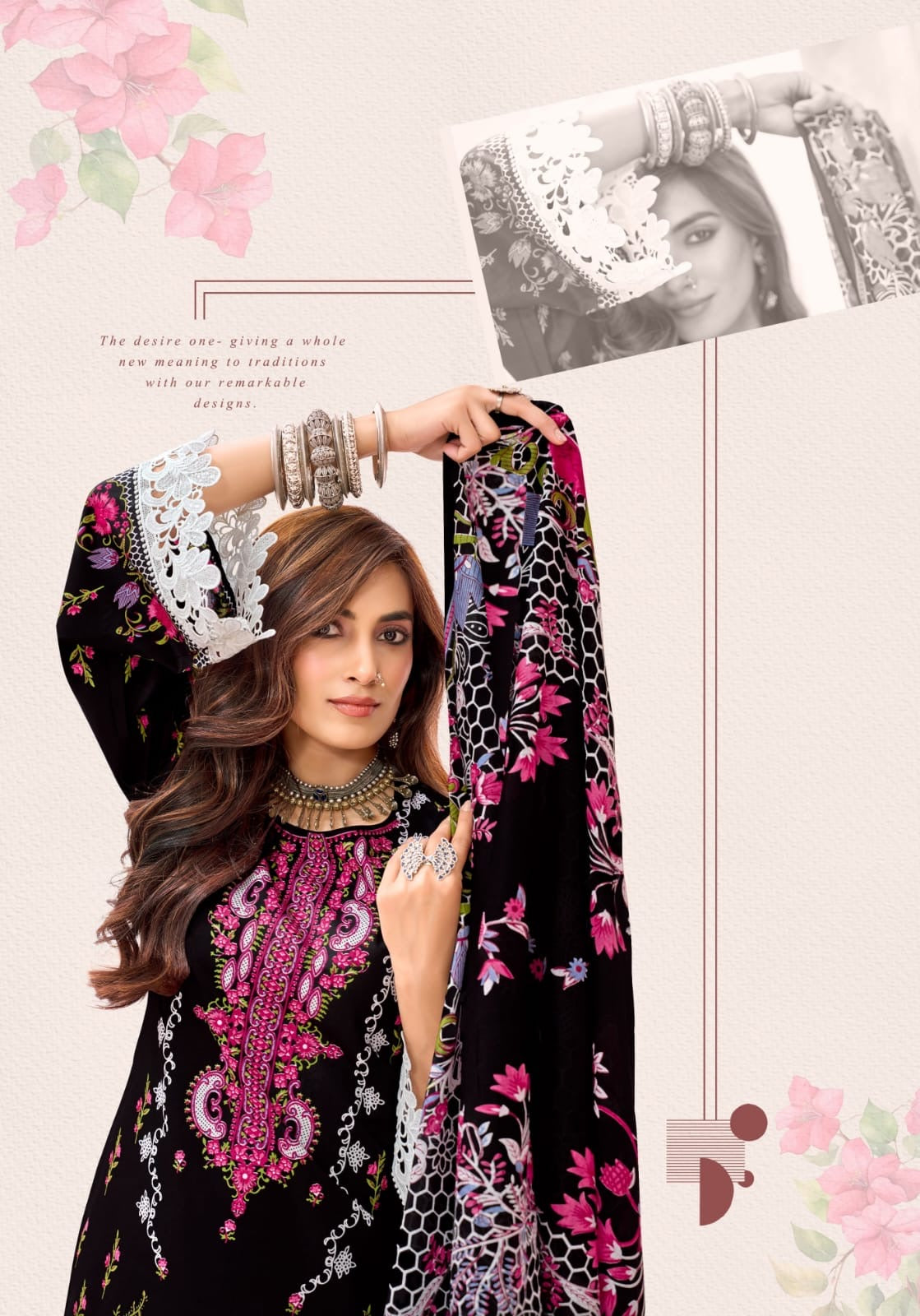 Aafreen Rosewood Noir | Lawn Cotton Pakistani Suit Set