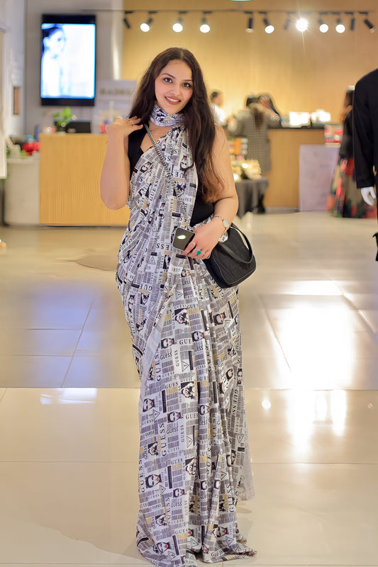 Front Page News Satin Saree