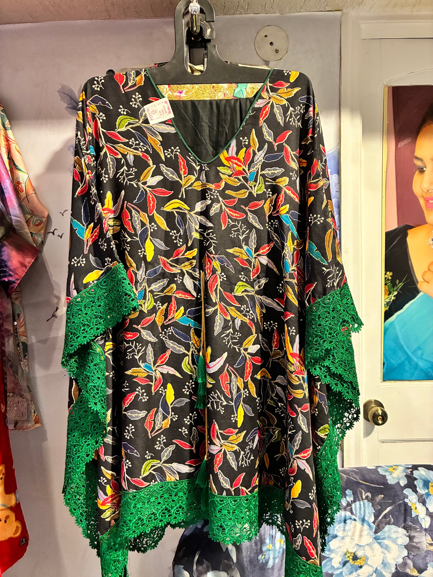 Emerald Garden Cotton Poncho Set
