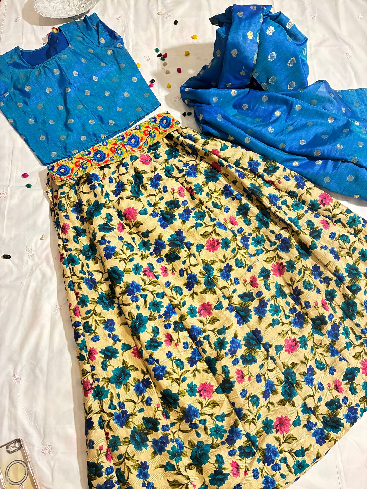 Neelkamal Blue Floral Lehenga Set