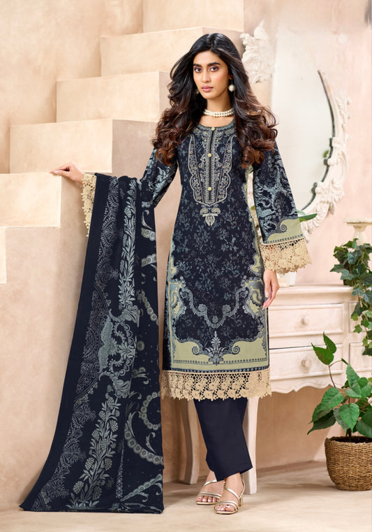 Naira Midnight Bloom | Lawn Cotton Pakistani Suit Set
