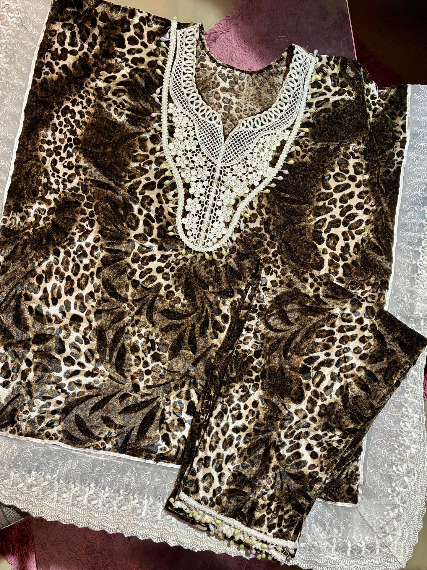 Wild Leopardess Kaftan Ensemble