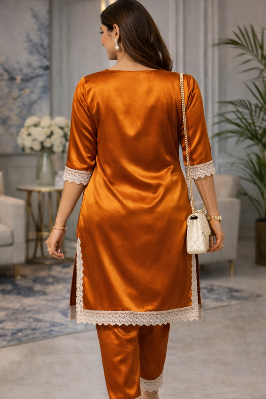 Bronze Luxe Satin Co-ord Set