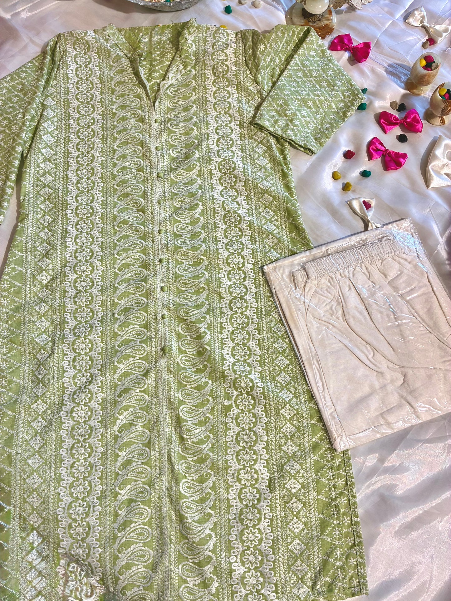 Mint Nazm Kurta Set
