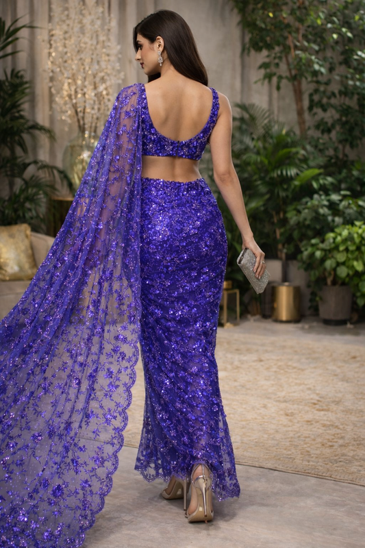 Amethyst Glow Luxe Net Saree