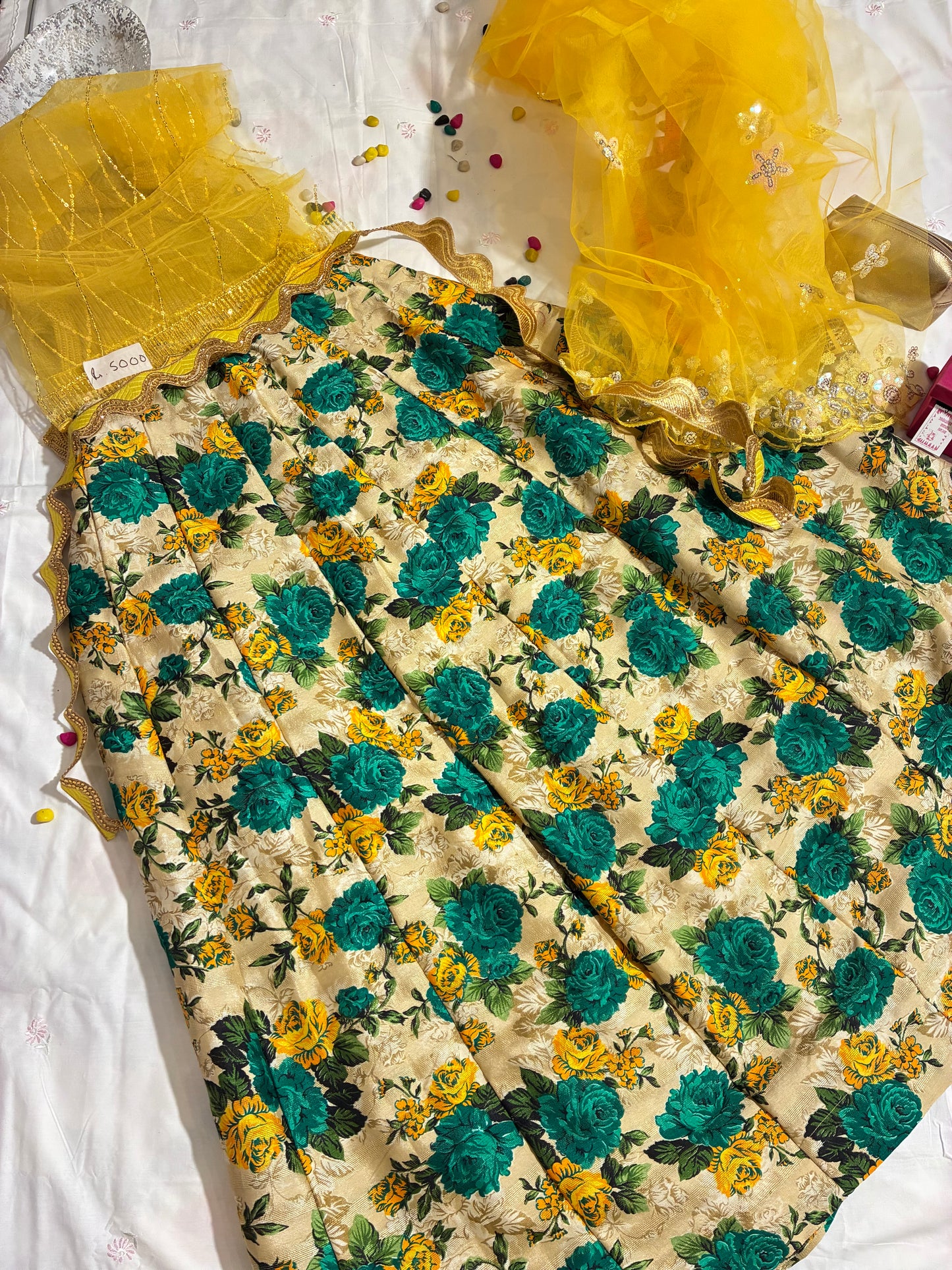 Panna Phool Green Floral Lehenga Set
