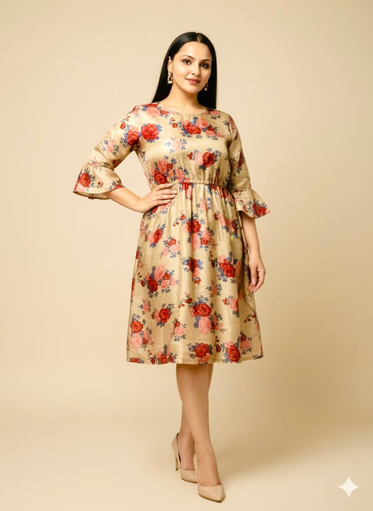 Vintage Rose Garden Silk Dress