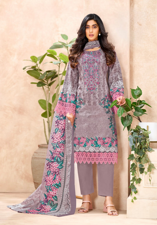 Zaria Grey Charm | Lawn Cotton Pakistani Suit Set
