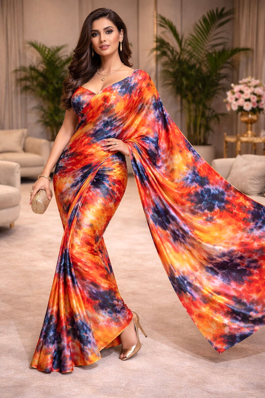 Phoenix Flame Luxe Satin Saree