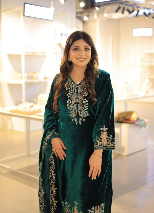 Mahira Regal Sage Velvet Set