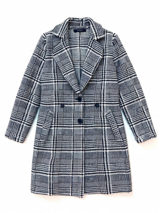 Monochrome Check Longline Winter Coat