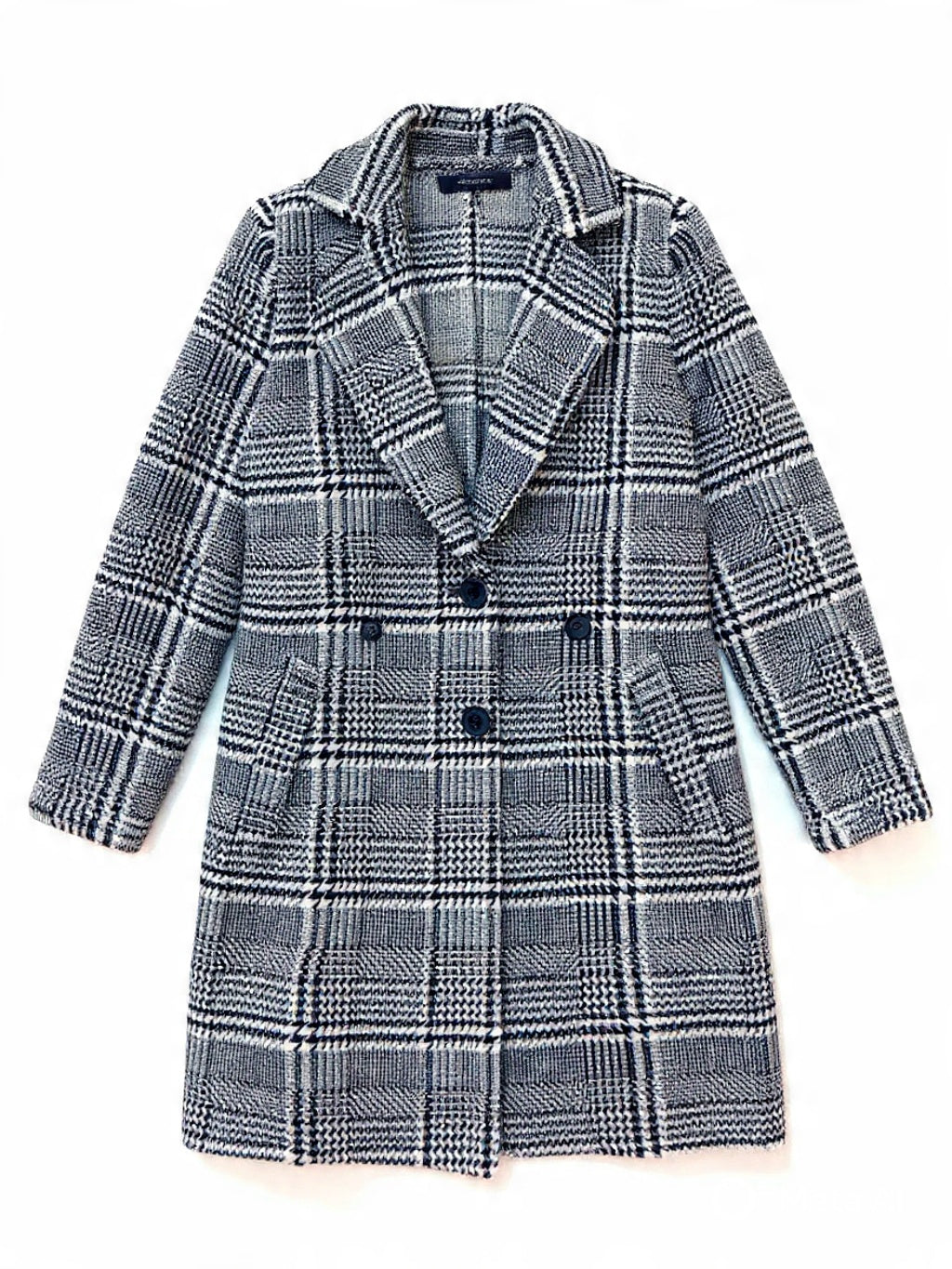 Monochrome Check Longline Winter Coat