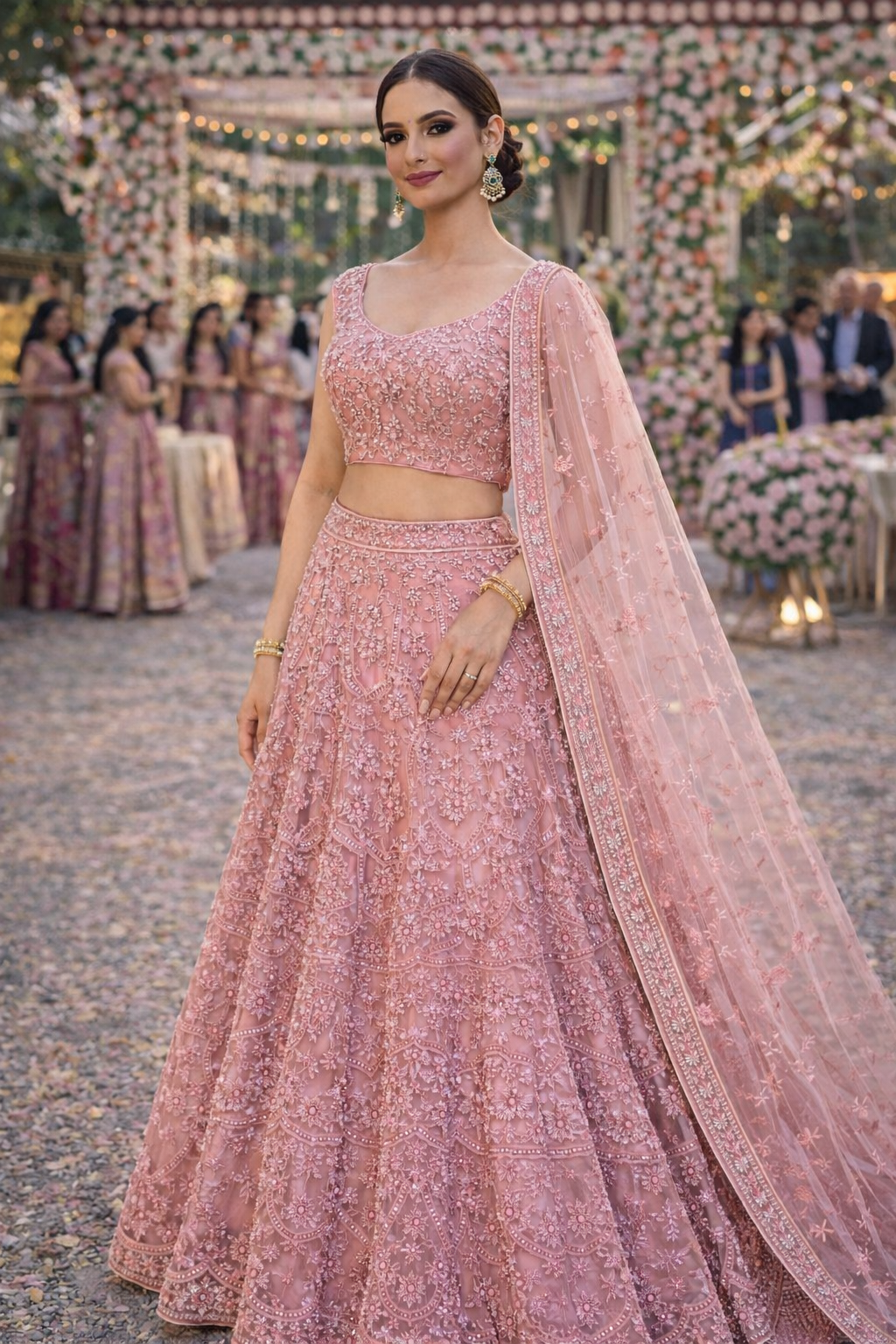 Blush Rose Embroidered Lehenga Set