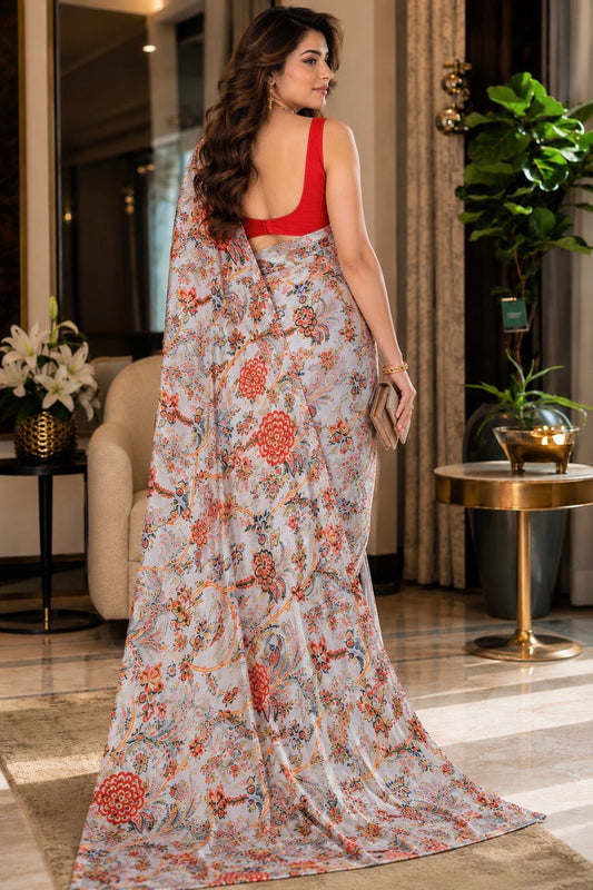 Ivory Garden Élégance Satin Saree