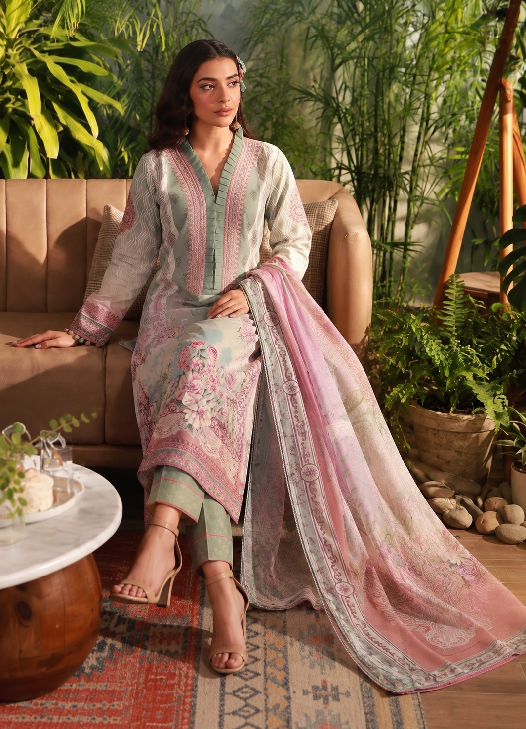 Gulnaar Mist | Lawn Cotton Pakistani Suit Set
