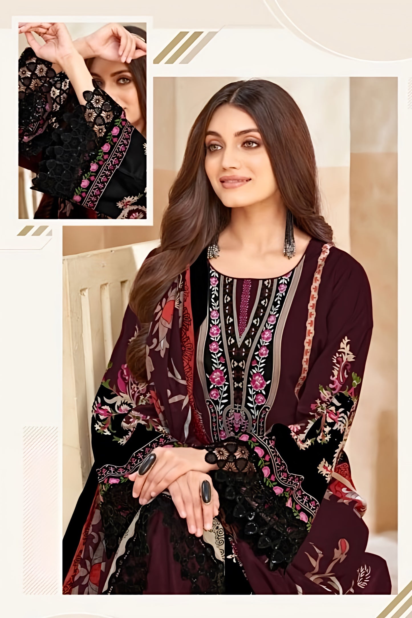 Zehra Royal Maroon Heritage Pakistani Suit Set
