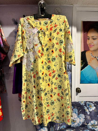 Sunlit Petals Cotton Kurta Set