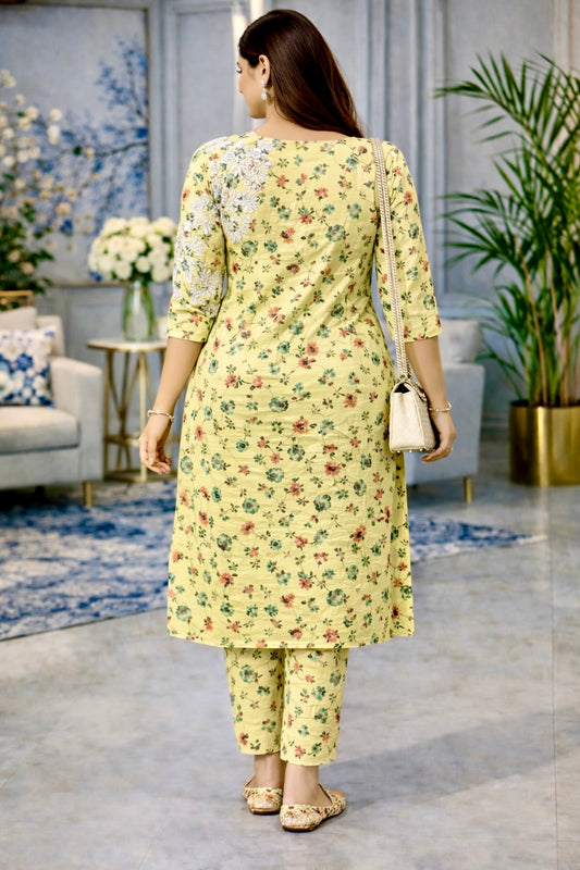 Sunlit Petals Cotton Kurta Set