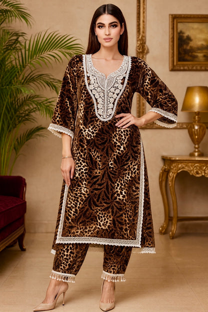 Wild Leopardess Kaftan Ensemble