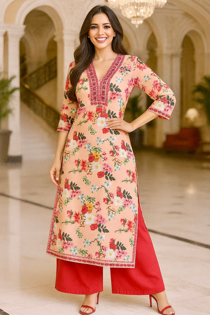 Pink Blossom Cotton Kurta Set