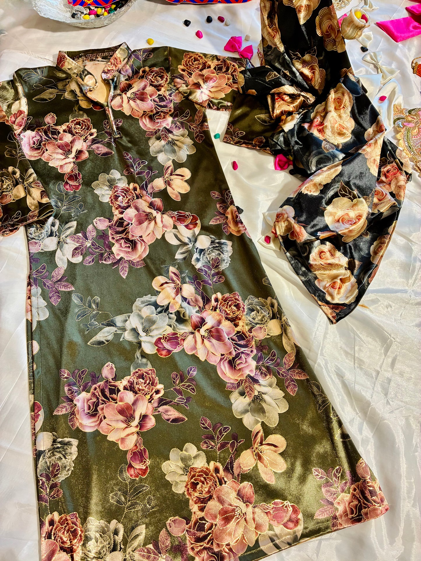 Midnight Rose Velvet Kurta Set