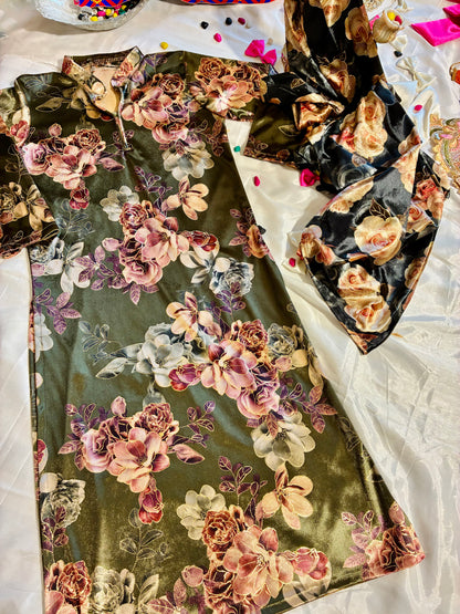 Midnight Rose Velvet Kurta Set