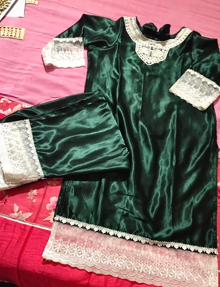 Emerald Elegance Satin Co-ord Set