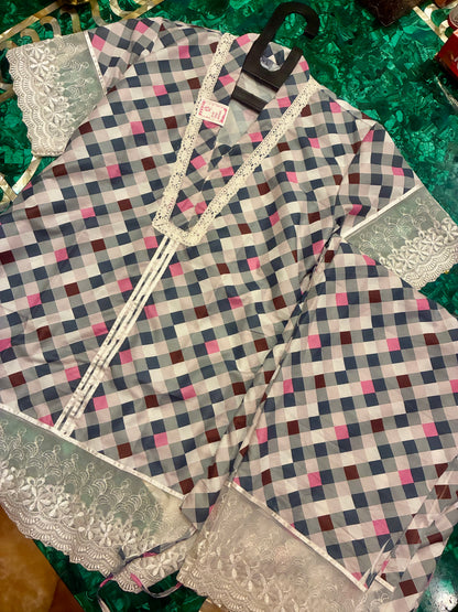 Muted Checks Cotton Rayon Co-ord Set