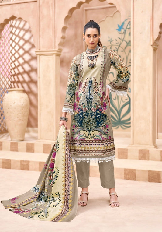 Noor Sand Bloom | Lawn Cotton Embroidered Pakistani Suit Set