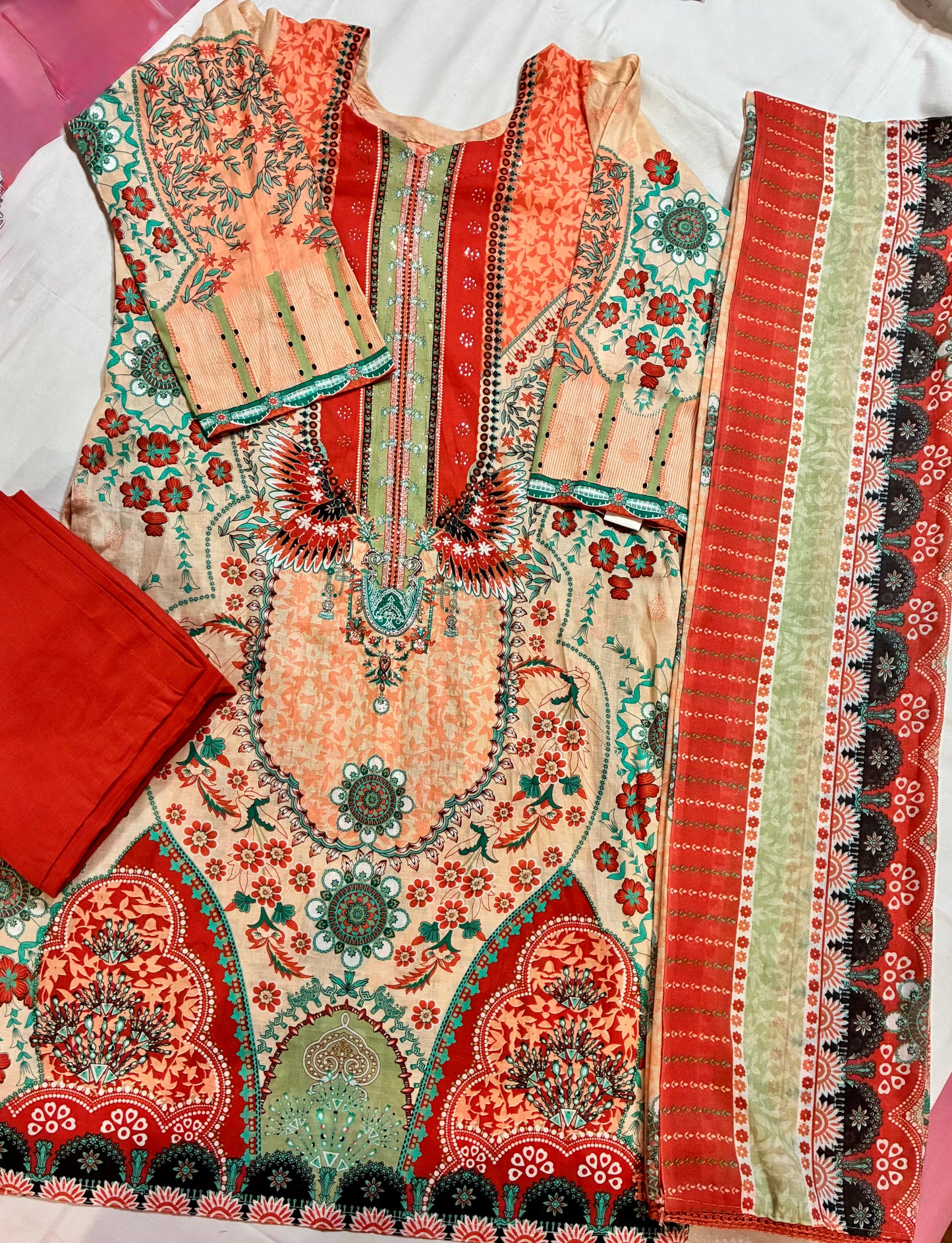 Zarmina Blush Rouge | Lawn Cotton Pakistani Suit Set
