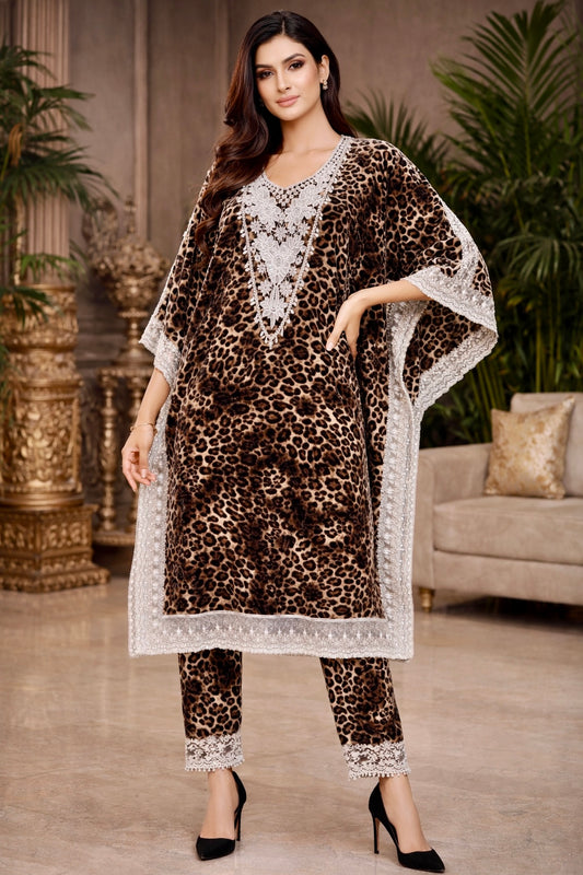 Wild Leopardess Kaftan Ensemble