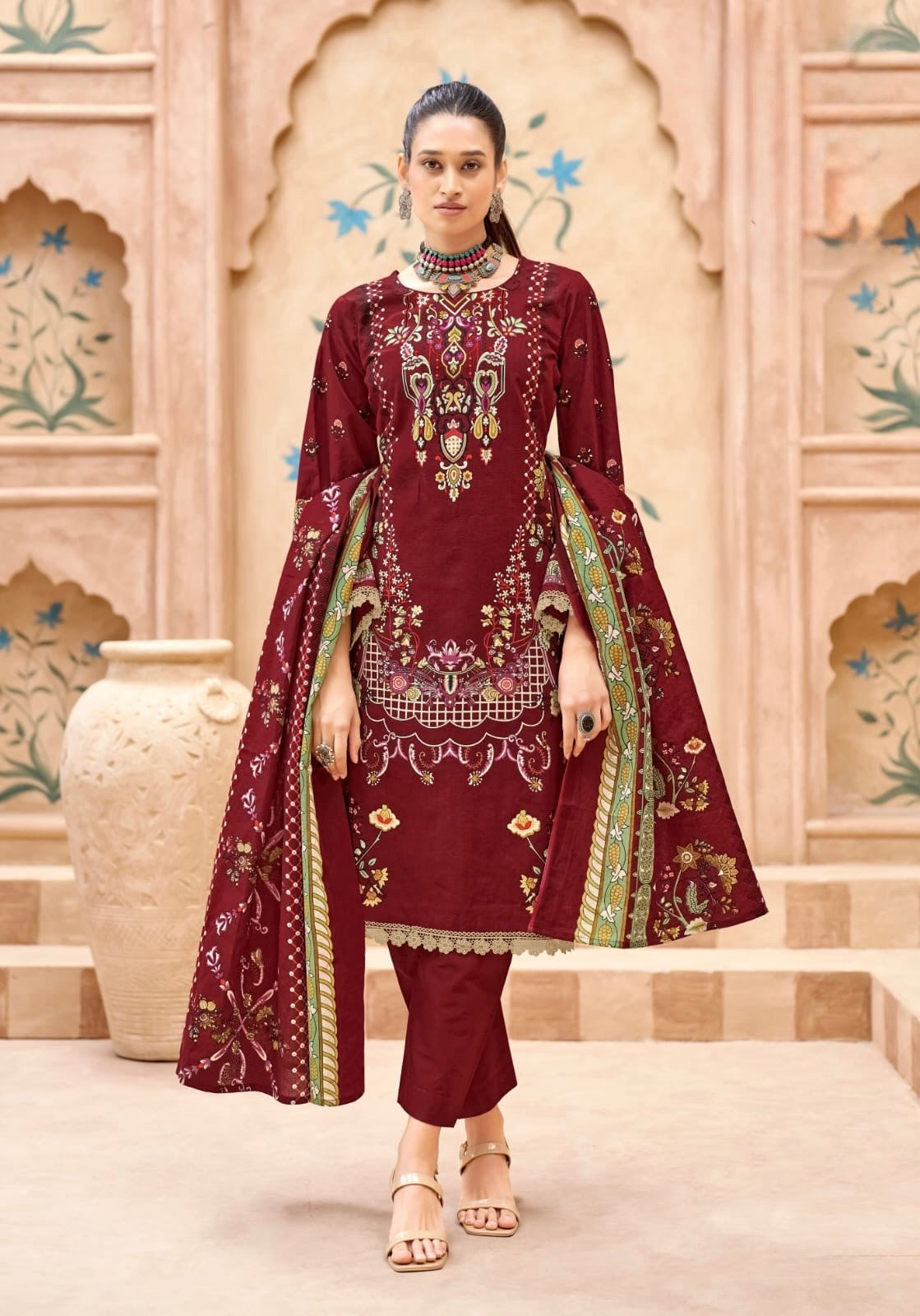 Rubaab Merlot | Lawn Cotton Pakistani Suit Set