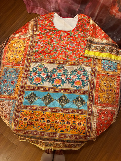 Noorani Multicolor Mosaic Crepe Kaftan