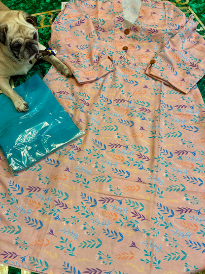 Serene Petals Cotton Kurta Set