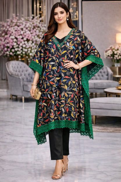 Emerald Garden Cotton Poncho Set
