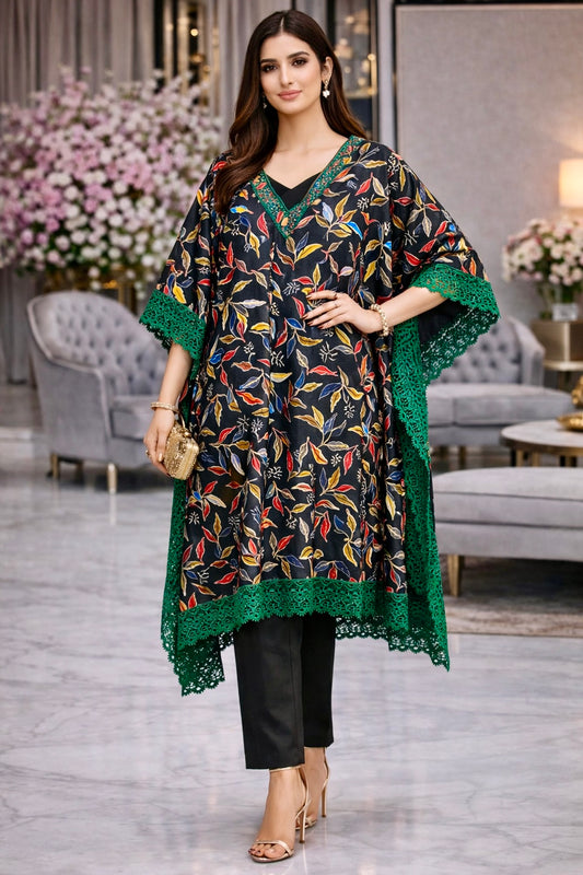Emerald Garden Cotton Poncho Set