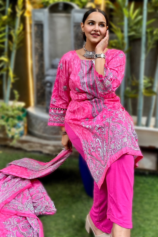 Meher Gulabi Noor | Lawn Cotton Pakistani Suit Set