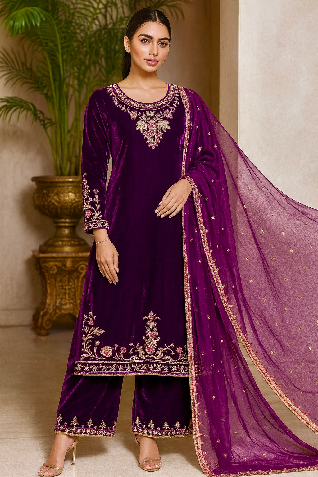 Afsana Amethyst Royale Velvet Set
