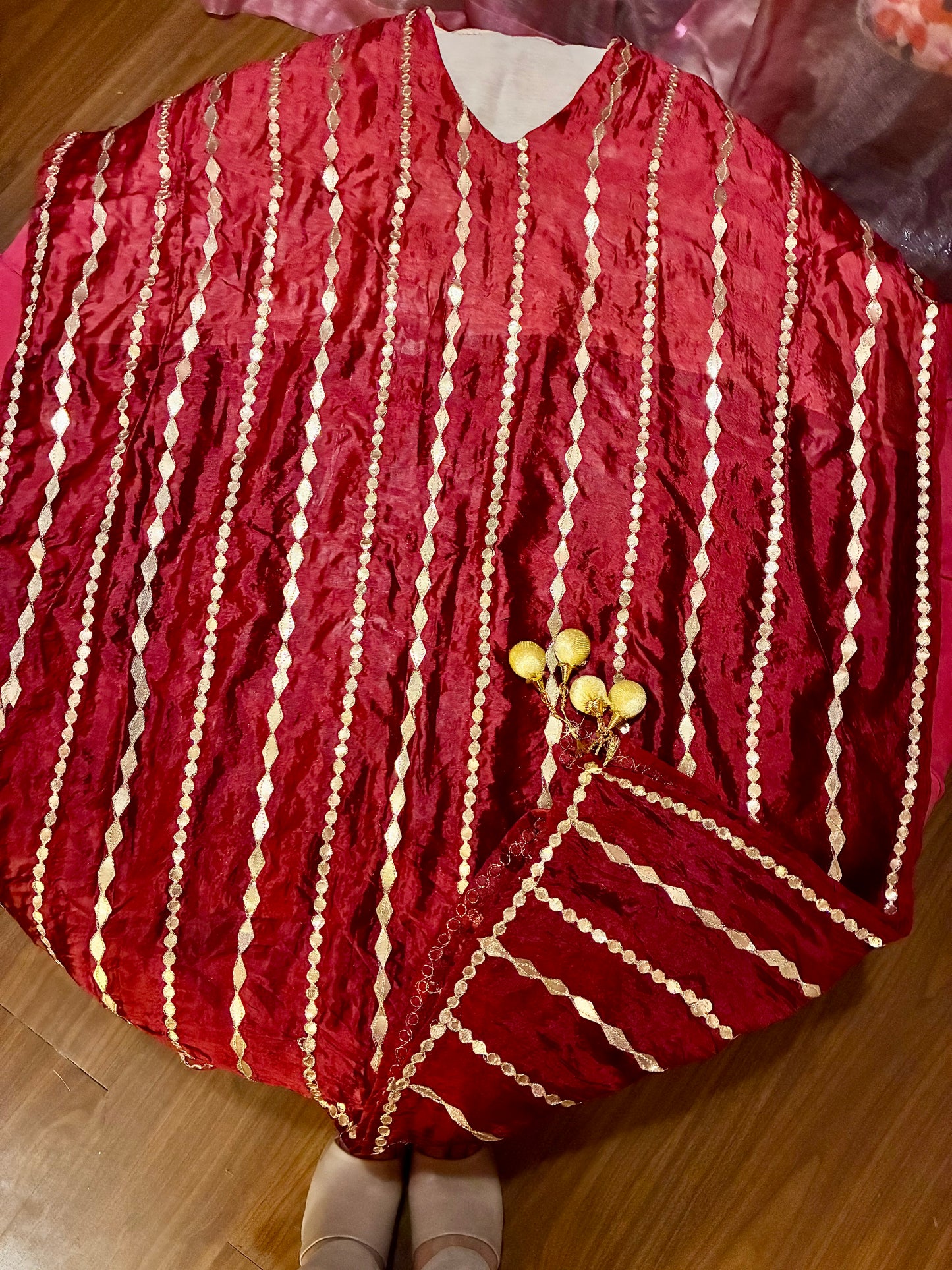 Zarmina Sequin Striped Organza Kaftan