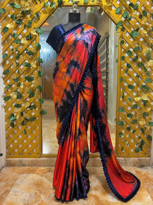 Phoenix Flame Ready-to-Wear Luxe Satin Saree