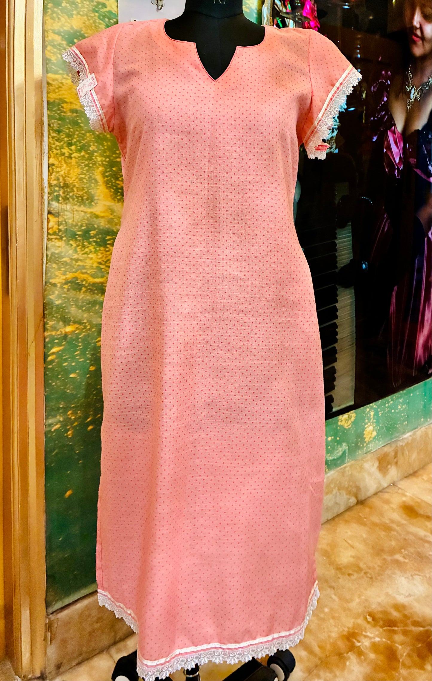 Peach Longline Kurta Set