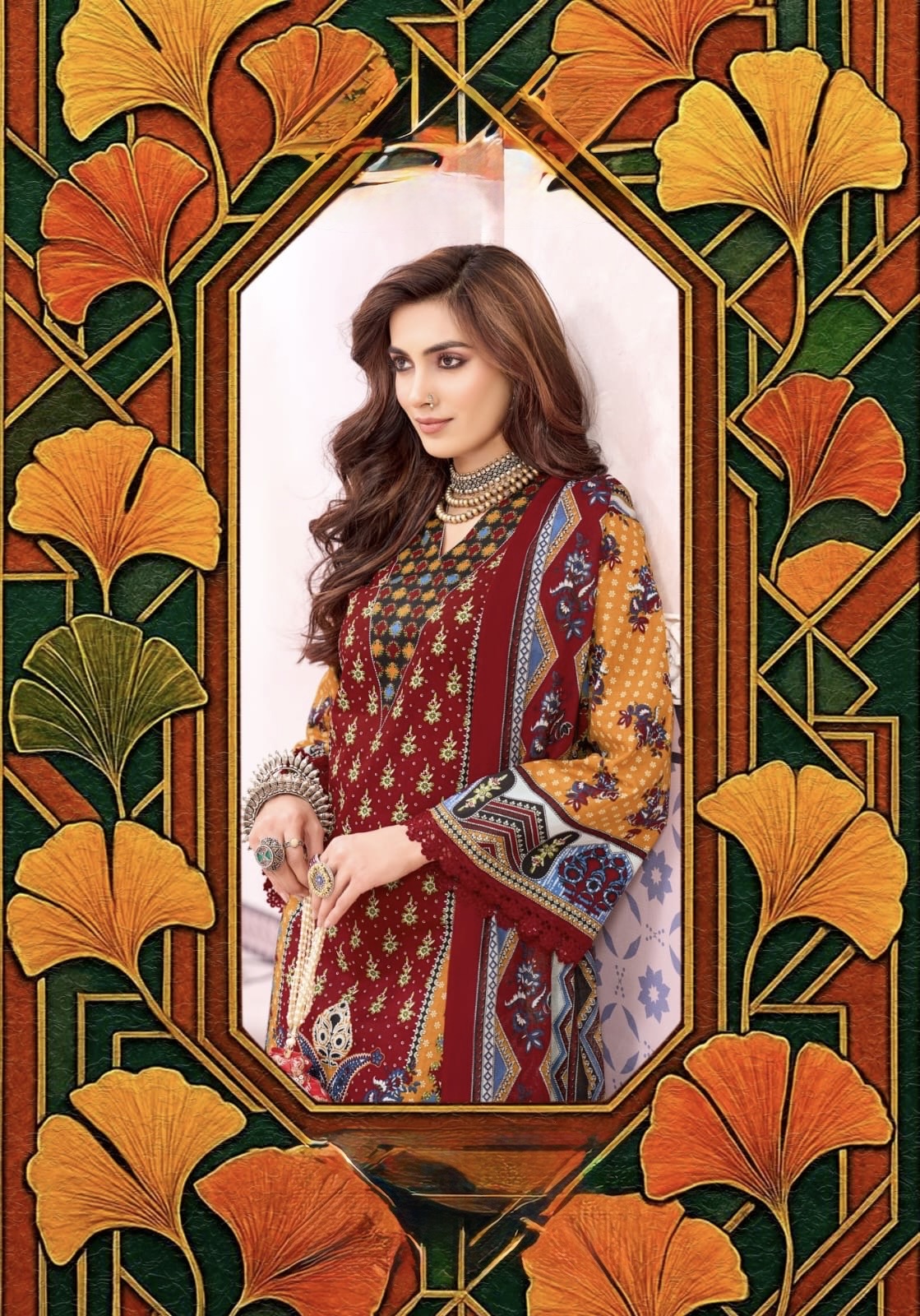 Aafreen Terracotta | Lawn Cotton Pakistani Suit Set